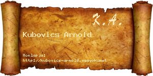 Kubovics Arnold névjegykártya
