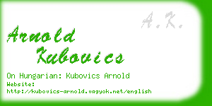 arnold kubovics business card